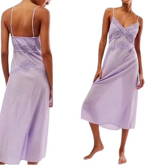 NWOT Free People Intimately Going Steady Lilac Beaded Slip Dress - Picture 1 of 14